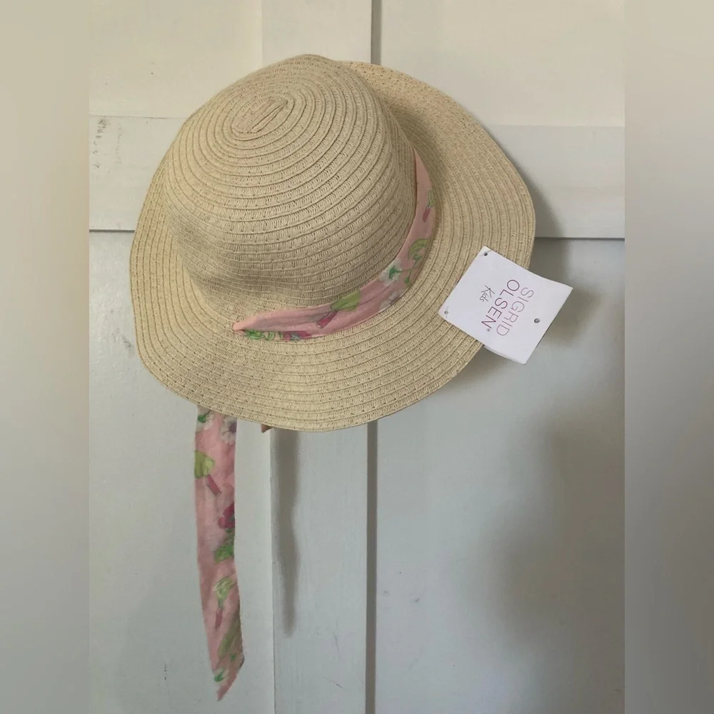Nwt Sigrid Olsen kids sun hat floral chin tie strings